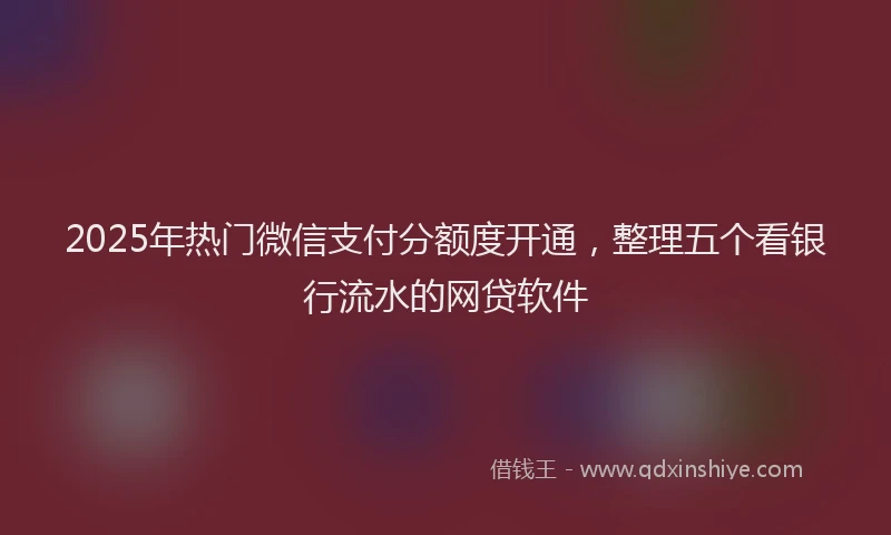 2025年热门微信支付分额度开通，整理五个看银行流水的网贷软件