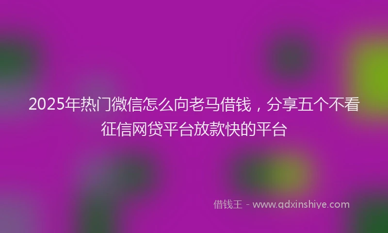 2025年热门微信怎么向老马借钱，分享五个不看征信网贷平台放款快的平台