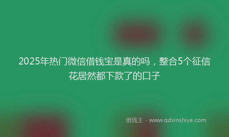 2025年热门微信借钱宝是真的吗，整合5个征信花居然都下款了的口子