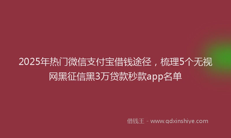 2025年热门微信支付宝借钱途径，梳理5个无视网黑征信黑3万贷款秒款app名单