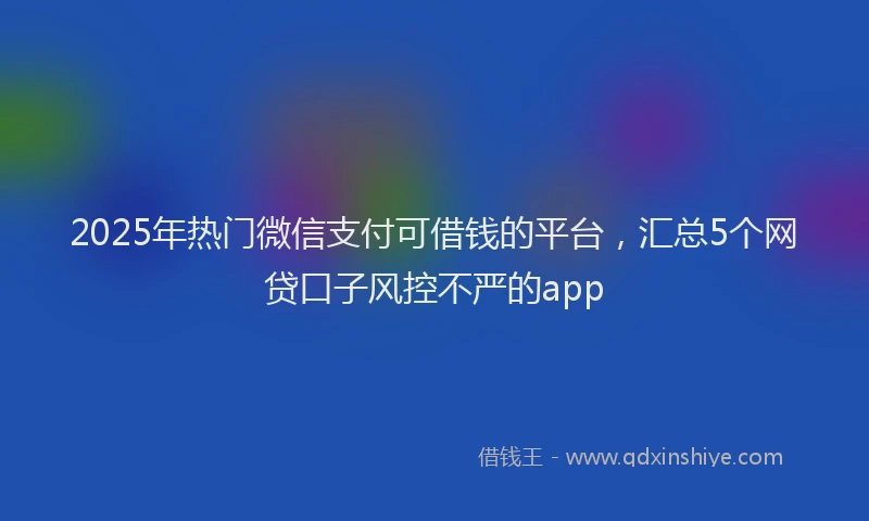 2025年热门微信支付可借钱的平台，汇总5个网贷口子风控不严的app