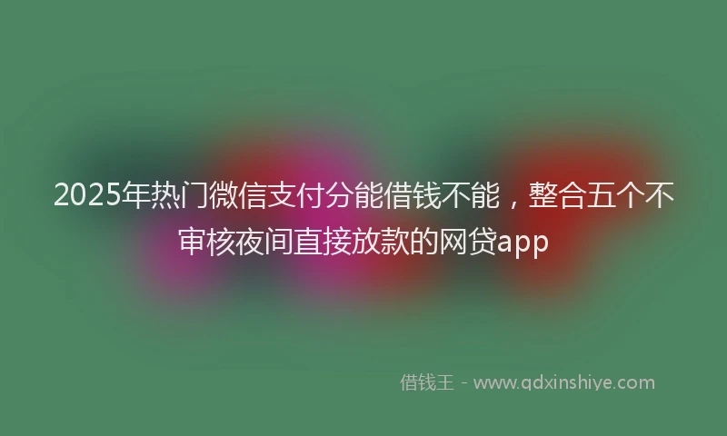 2025年热门微信支付分能借钱不能，整合五个不审核夜间直接放款的网贷app