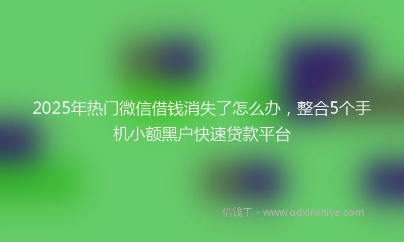 2025年热门微信借钱消失了怎么办，整合5个手机小额黑户快速贷款平台