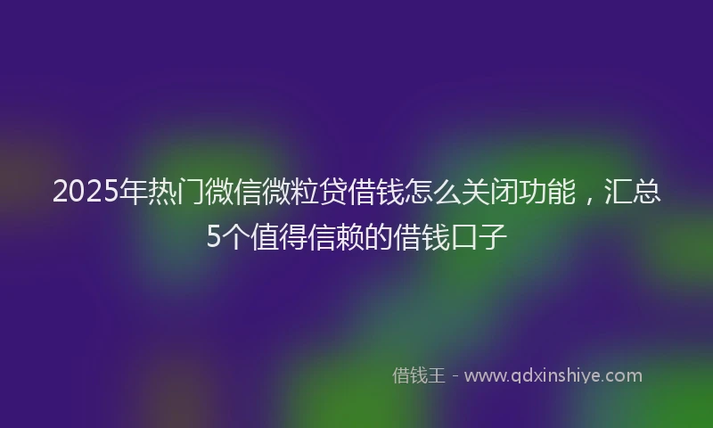 2025年热门微信微粒贷借钱怎么关闭功能，汇总5个值得信赖的借钱口子