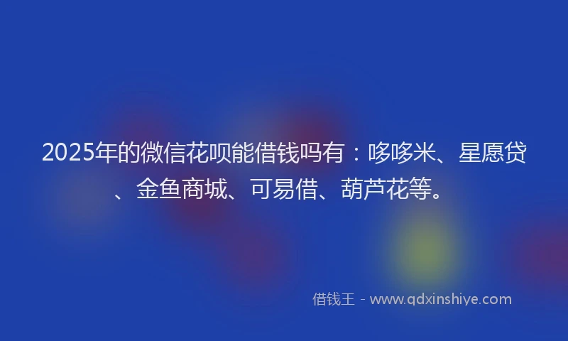 2025年的微信花呗能借钱吗有：哆哆米、星愿贷、金鱼商城、可易借、葫芦花等。