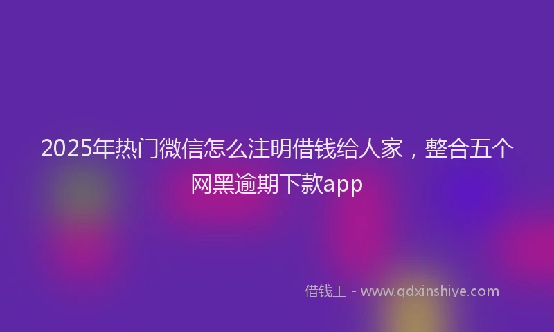 2025年热门微信怎么注明借钱给人家，整合五个网黑逾期下款app