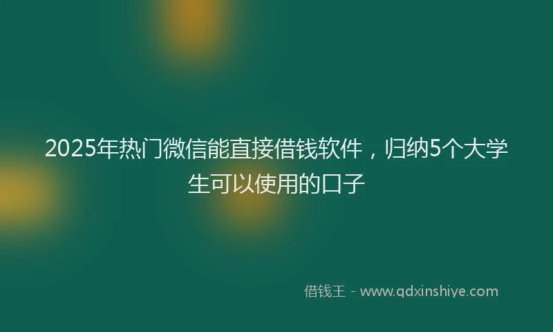 2025年热门微信能直接借钱软件，归纳5个大学生可以使用的口子
