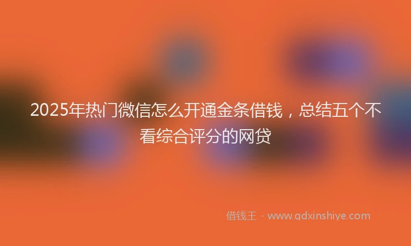 2025年热门微信怎么开通金条借钱，总结五个不看综合评分的网贷