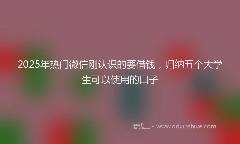 2025年热门微信刚认识的要借钱，归纳五个大学生可以使用的口子