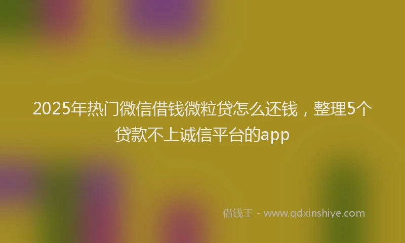 2025年热门微信借钱微粒贷怎么还钱，整理5个贷款不上诚信平台的app
