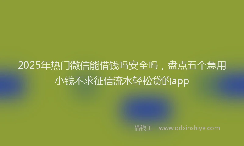 2025年热门微信能借钱吗安全吗，盘点五个急用小钱不求征信流水轻松贷的app