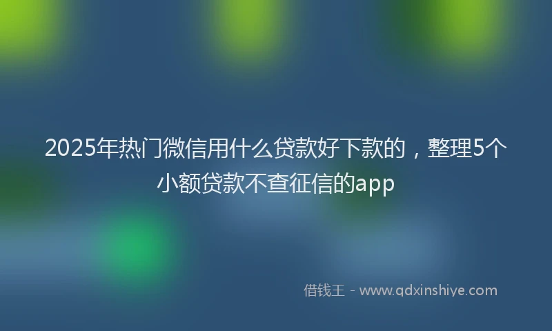 2025年热门微信用什么贷款好下款的，整理5个小额贷款不查征信的app