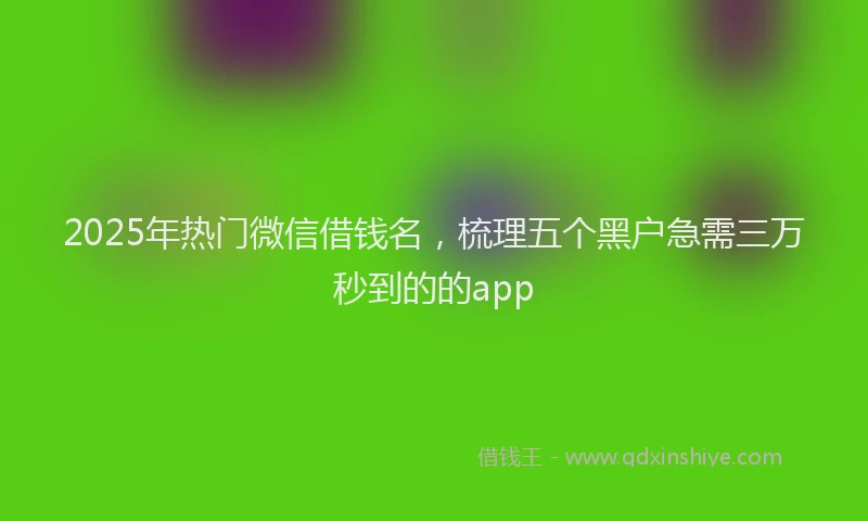 2025年热门微信借钱名，梳理五个黑户急需三万秒到的的app