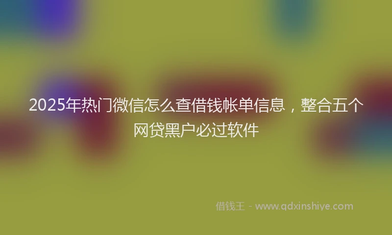 2025年热门微信怎么查借钱帐单信息，整合五个网贷黑户必过软件