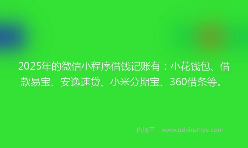 2025年的微信小程序借钱记账有：小花钱包、借款易宝、安逸速贷、小米分期宝、360借条等。