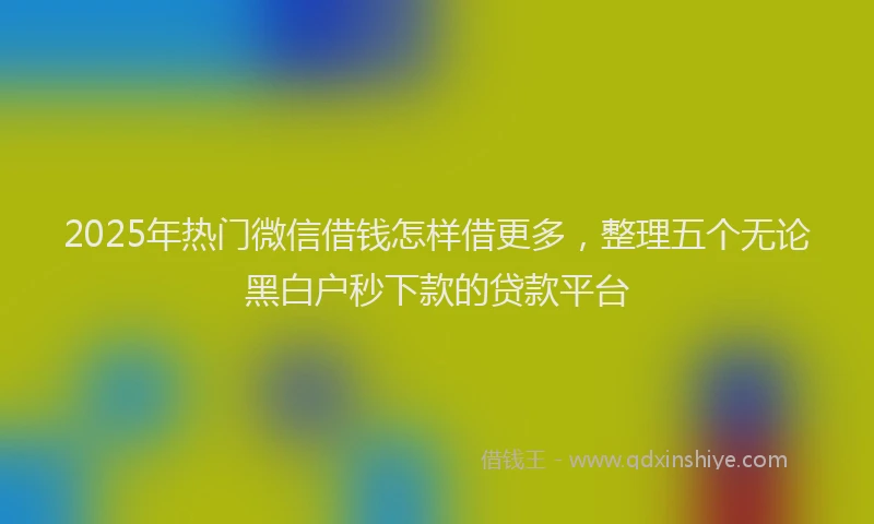 2025年热门微信借钱怎样借更多，整理五个无论黑白户秒下款的贷款平台