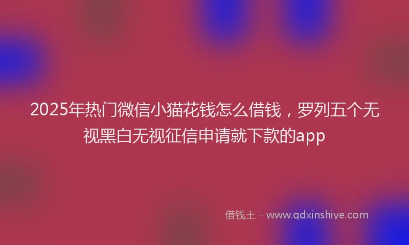 2025年热门微信小猫花钱怎么借钱，罗列五个无视黑白无视征信申请就下款的app