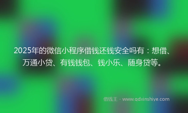 2025年的微信小程序借钱还钱安全吗有：想借、万通小贷、有钱钱包、钱小乐、随身贷等。