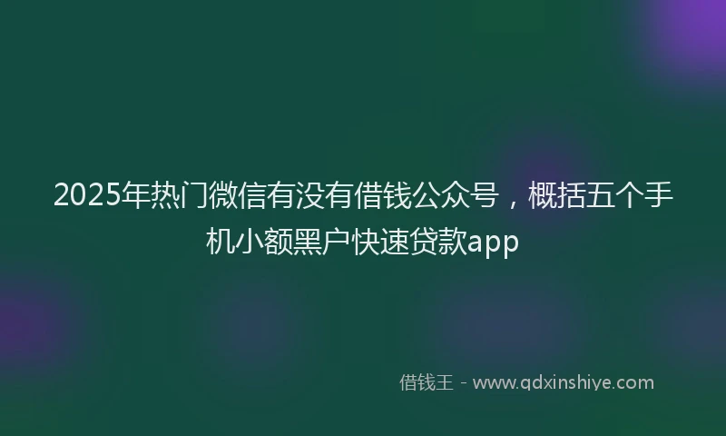 2025年热门微信有没有借钱公众号，概括五个手机小额黑户快速贷款app