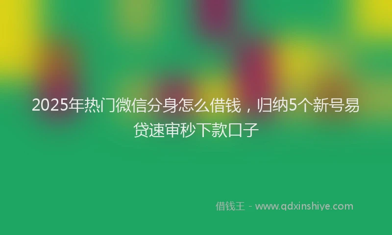 2025年热门微信分身怎么借钱，归纳5个新号易贷速审秒下款口子