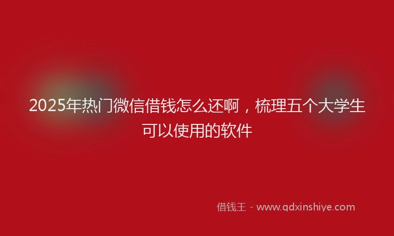 2025年热门微信借钱怎么还啊，梳理五个大学生可以使用的软件