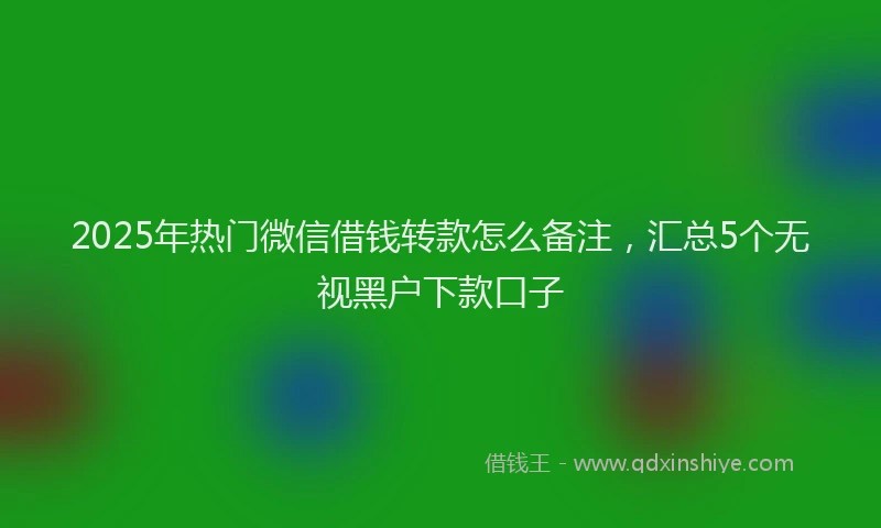 2025年热门微信借钱转款怎么备注，汇总5个无视黑户下款口子