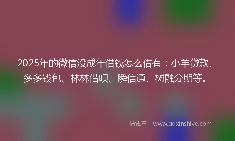 2025年的微信没成年借钱怎么借有：小羊贷款、多多钱包、林林借呗、瞬信通、树融分期等。
