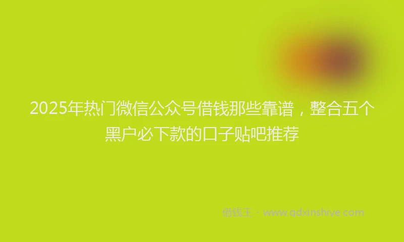 2025年热门微信公众号借钱那些靠谱，整合五个黑户必下款的口子贴吧推荐