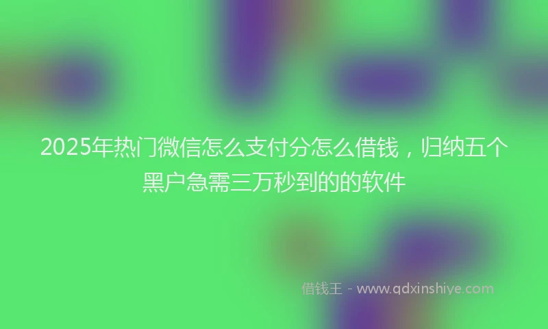 2025年热门微信怎么支付分怎么借钱，归纳五个黑户急需三万秒到的的软件