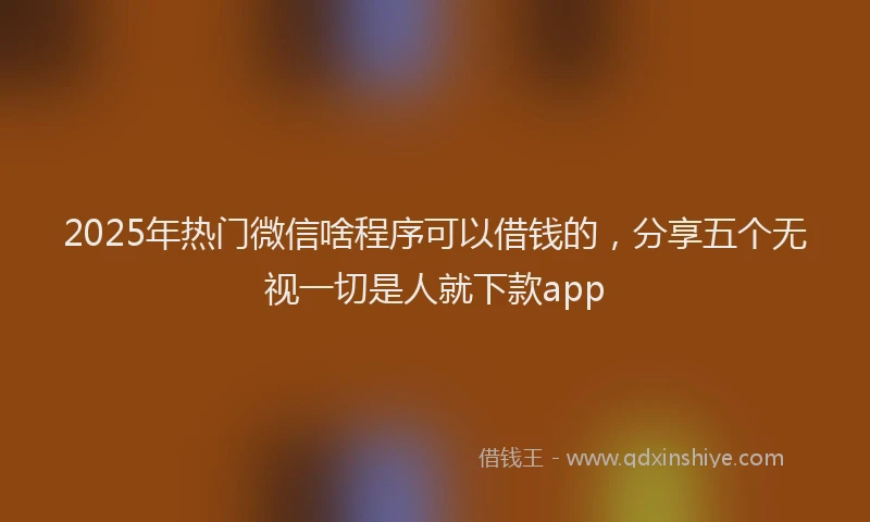 2025年热门微信啥程序可以借钱的，分享五个无视一切是人就下款app