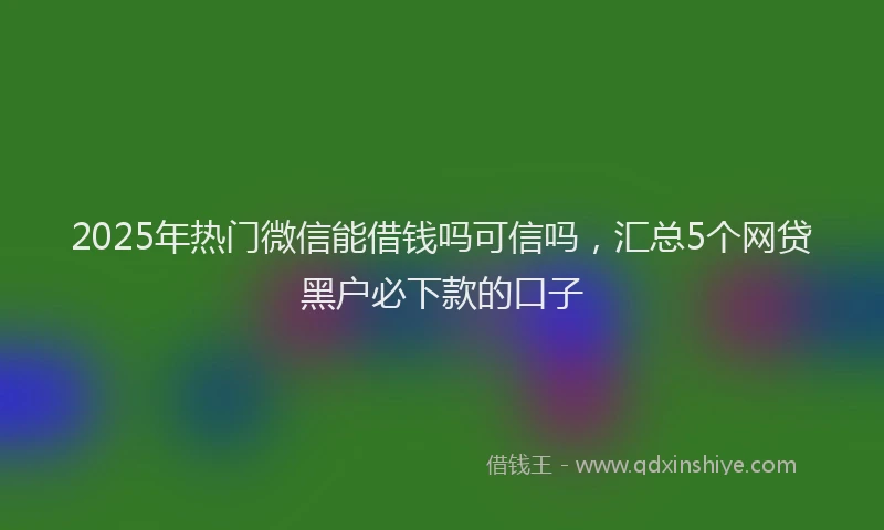 2025年热门微信能借钱吗可信吗，汇总5个网贷黑户必下款的口子