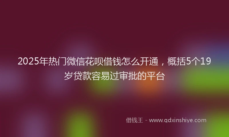2025年热门微信花呗借钱怎么开通，概括5个19岁贷款容易过审批的平台