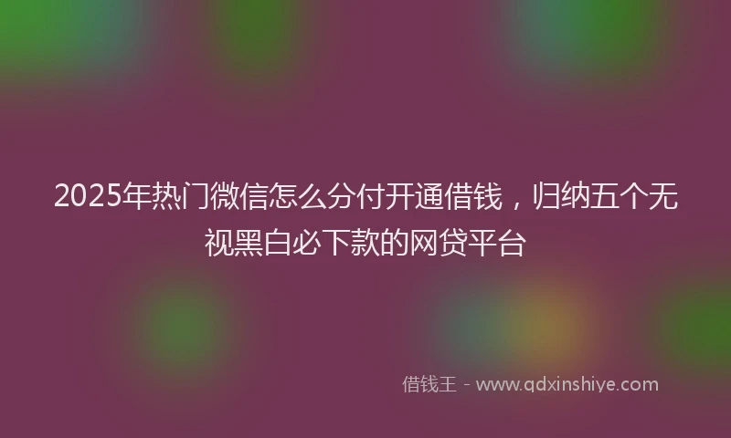 2025年热门微信怎么分付开通借钱，归纳五个无视黑白必下款的网贷平台