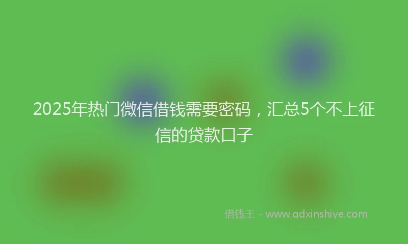 2025年热门微信借钱需要密码，汇总5个不上征信的贷款口子