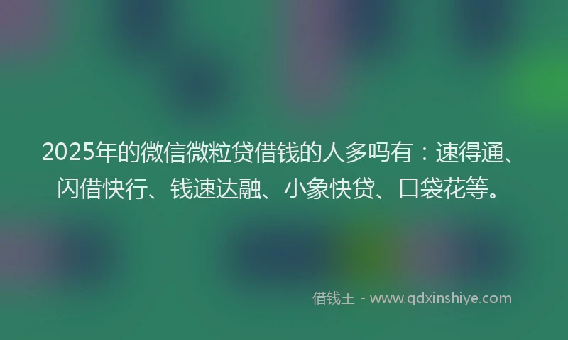 2025年的微信微粒贷借钱的人多吗有：速得通、闪借快行、钱速达融、小象快贷、口袋花等。