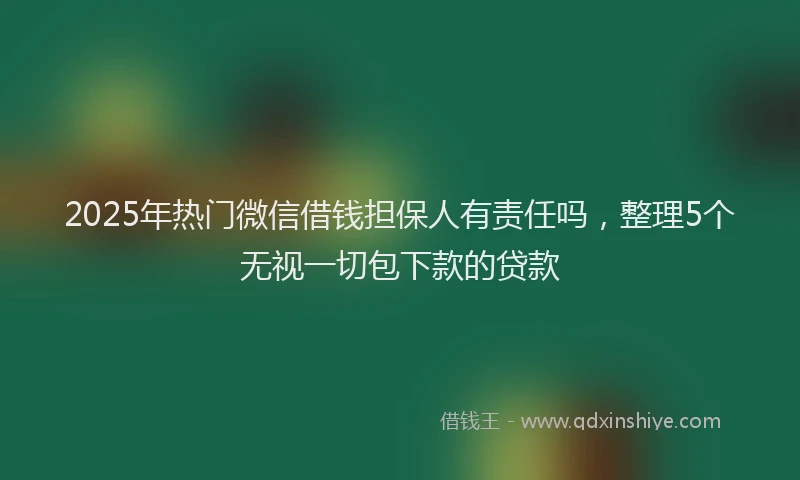 2025年热门微信借钱担保人有责任吗，整理5个无视一切包下款的贷款