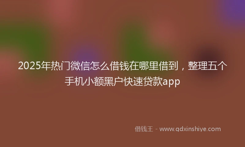 2025年热门微信怎么借钱在哪里借到，整理五个手机小额黑户快速贷款app