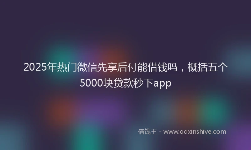 2025年热门微信先享后付能借钱吗，概括五个5000块贷款秒下app