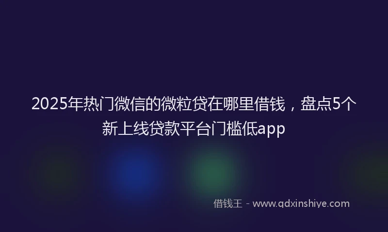 2025年热门微信的微粒贷在哪里借钱，盘点5个新上线贷款平台门槛低app