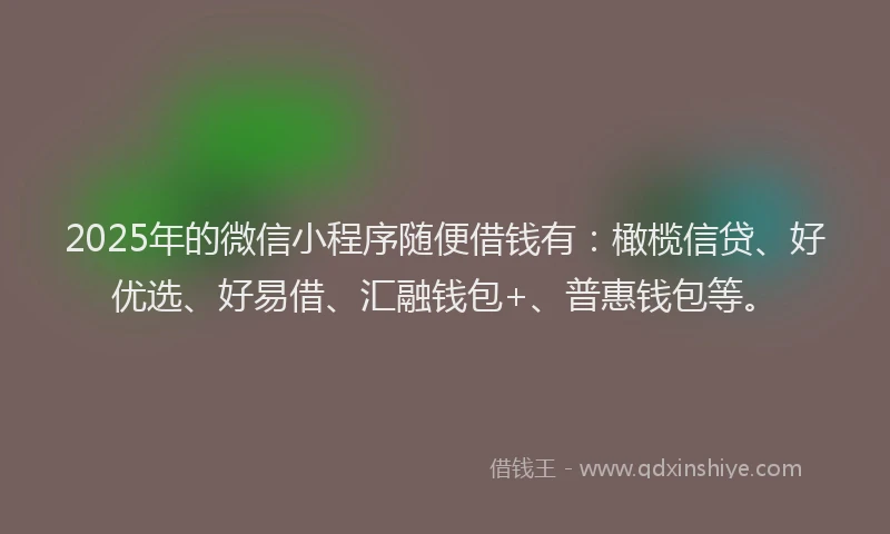2025年的微信小程序随便借钱有：橄榄信贷、好优选、好易借、汇融钱包+、普惠钱包等。
