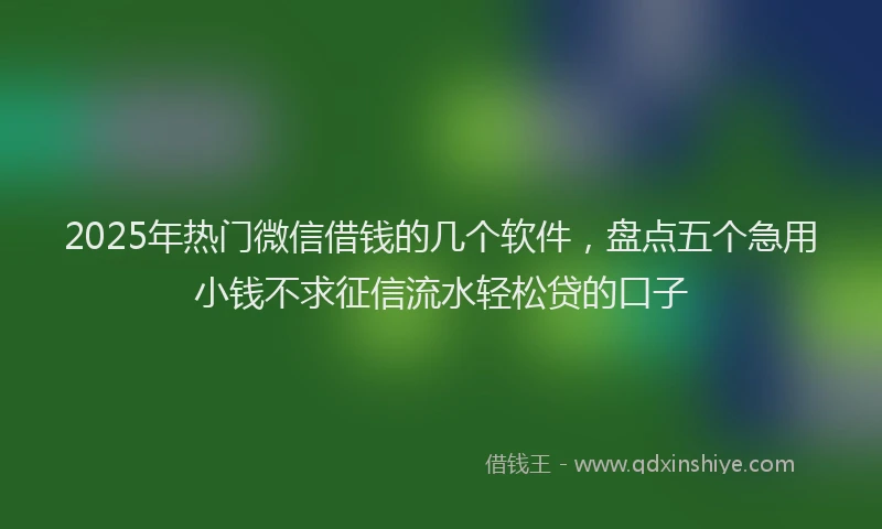 2025年热门微信借钱的几个软件，盘点五个急用小钱不求征信流水轻松贷的口子