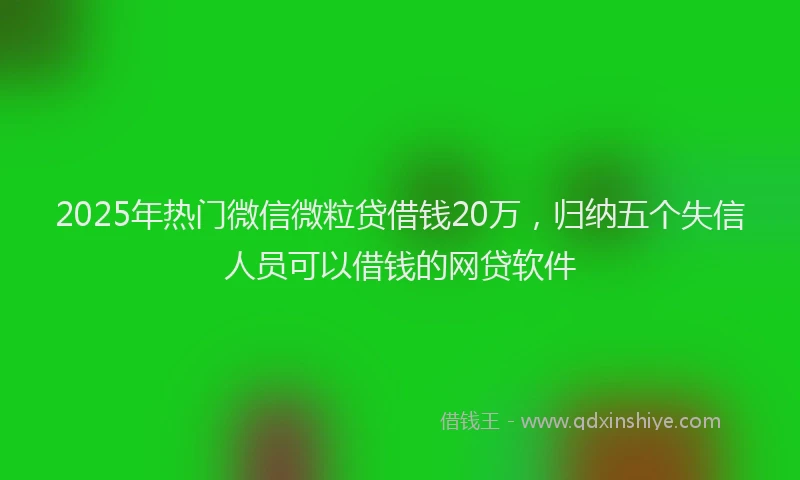 2025年热门微信微粒贷借钱20万，归纳五个失信人员可以借钱的网贷软件