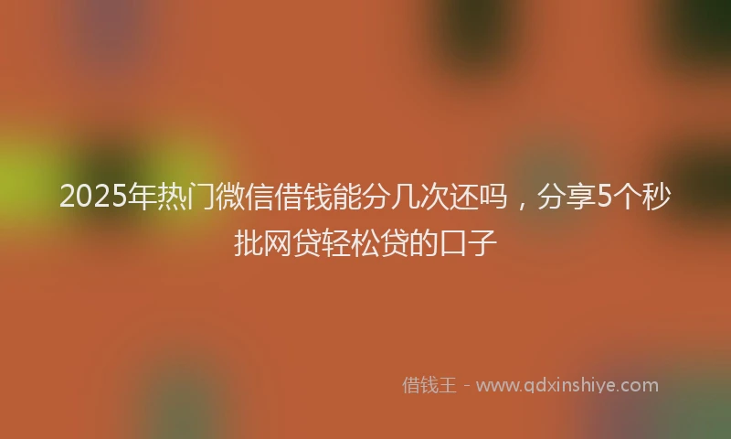 2025年热门微信借钱能分几次还吗，分享5个秒批网贷轻松贷的口子