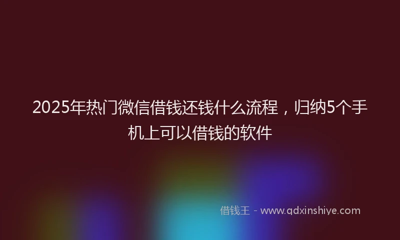 2025年热门微信借钱还钱什么流程，归纳5个手机上可以借钱的软件
