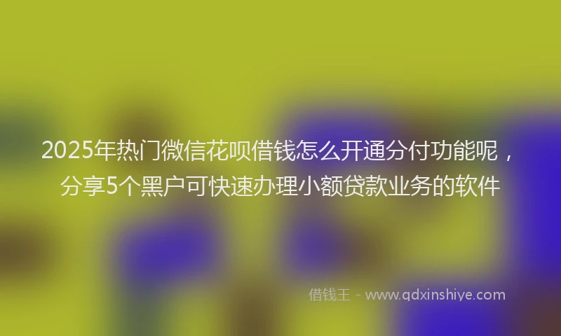 2025年热门微信花呗借钱怎么开通分付功能呢，分享5个黑户可快速办理小额贷款业务的软件