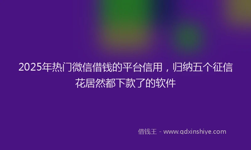 2025年热门微信借钱的平台信用，归纳五个征信花居然都下款了的软件