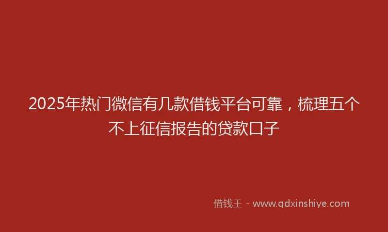 2025年热门微信有几款借钱平台可靠，梳理五个不上征信报告的贷款口子