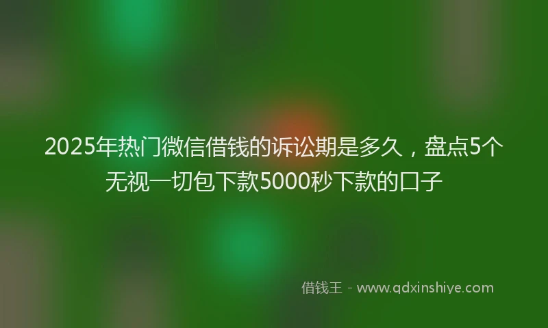 2025年热门微信借钱的诉讼期是多久，盘点5个无视一切包下款5000秒下款的口子