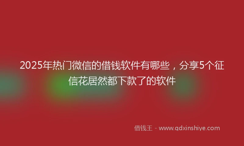 2025年热门微信的借钱软件有哪些，分享5个征信花居然都下款了的软件