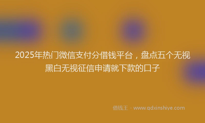 2025年热门微信支付分借钱平台，盘点五个无视黑白无视征信申请就下款的口子